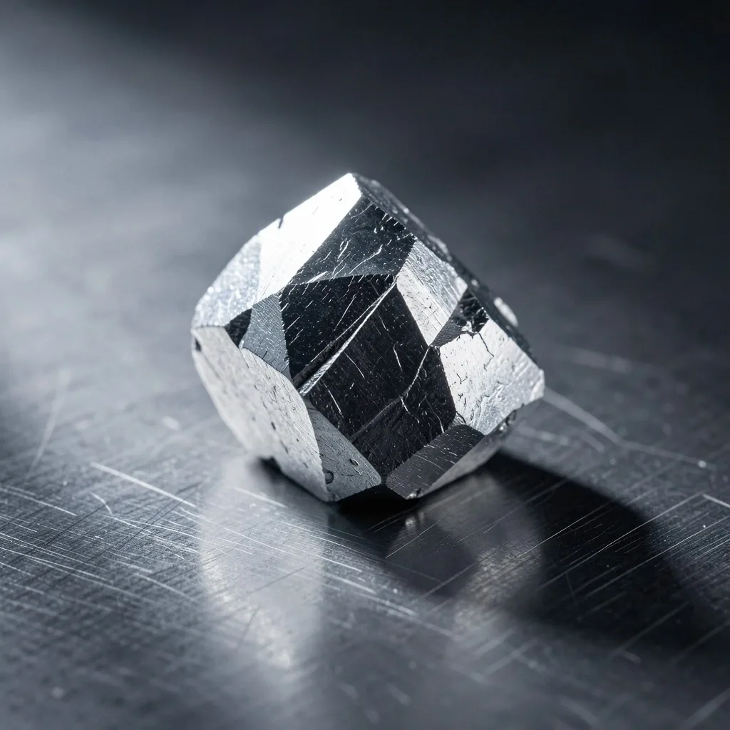 Zinc crystal macro on dark surface