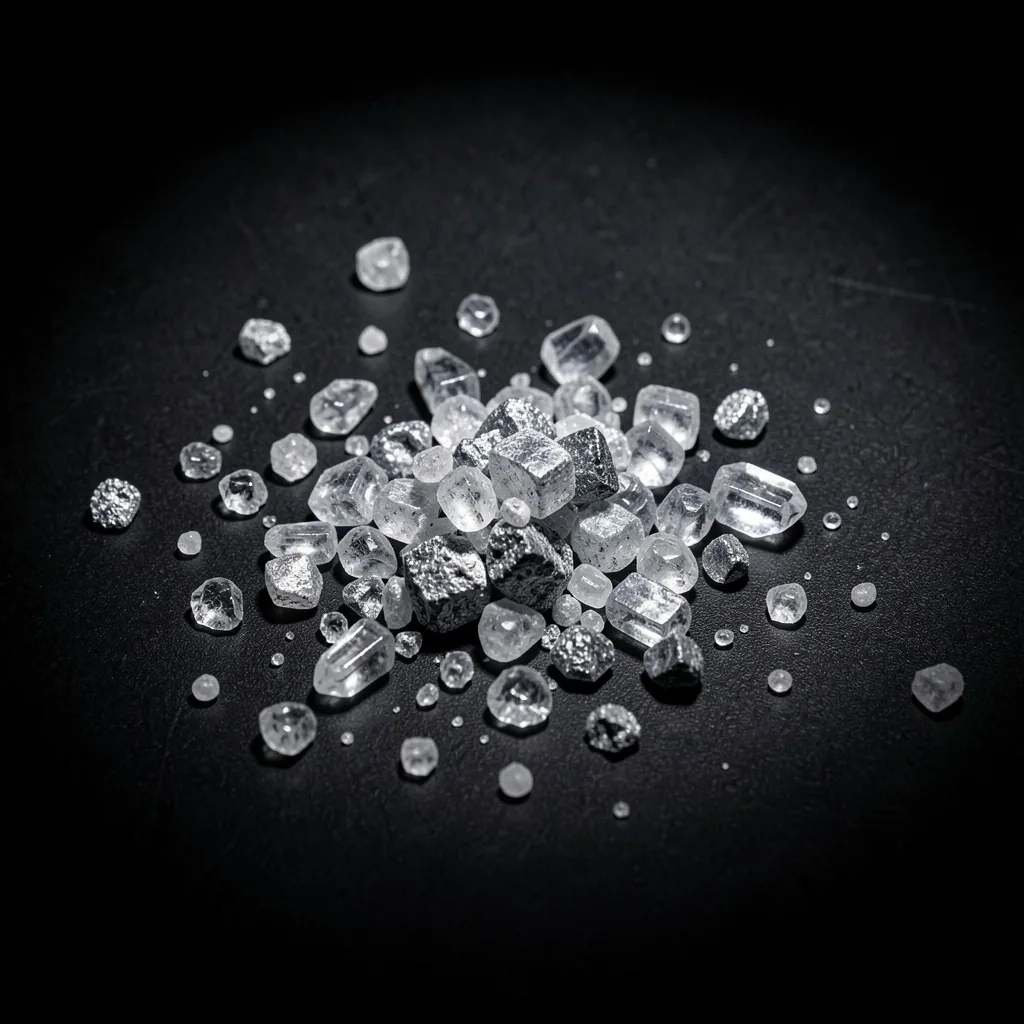 Mineral crystals on dark surface