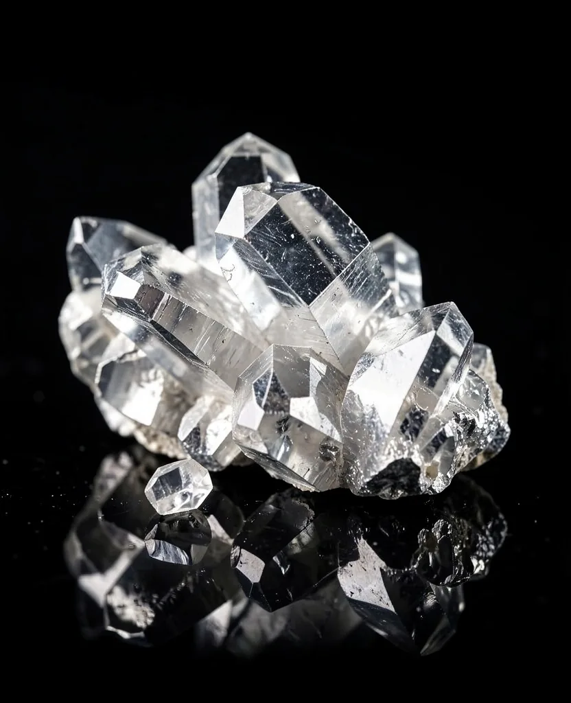 Mineral crystals under directed light
