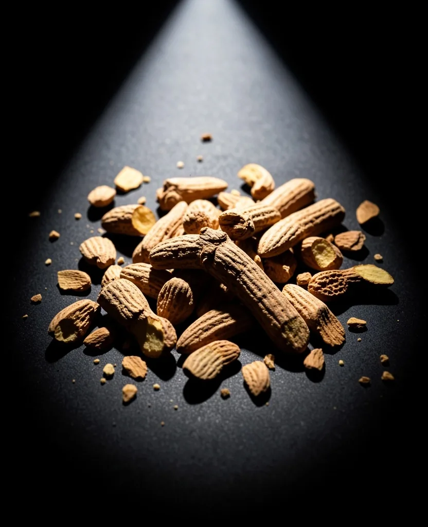 Raw botanical root specimen under directed light